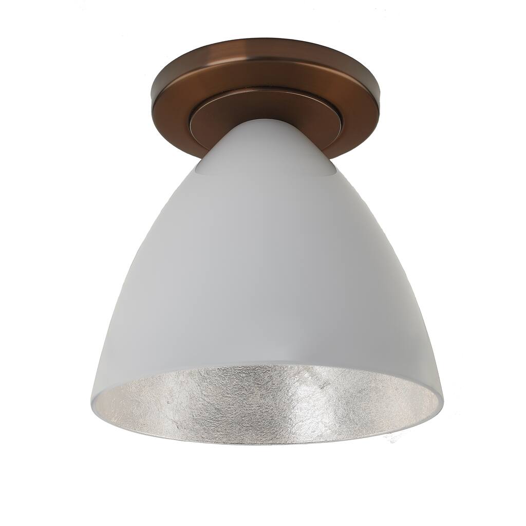 Bronze Single-Bulb, Ceiling-Mounted Light Fixture with White Shade