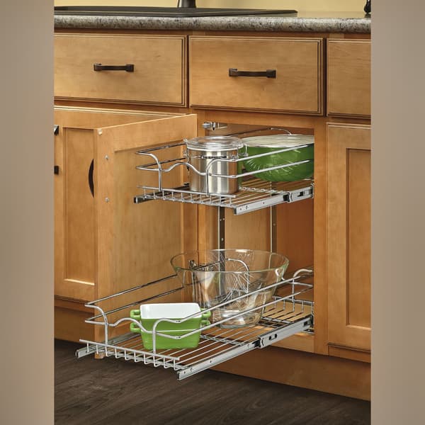 Shop Rev A Shelf Chrome 12 Inch Pullout 2 Tier Wire Basket