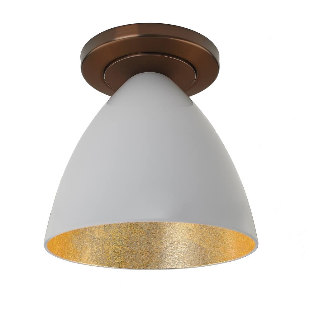 Bronze Single-Bulb, Ceiling-Mounted Light Fixture with White Shade