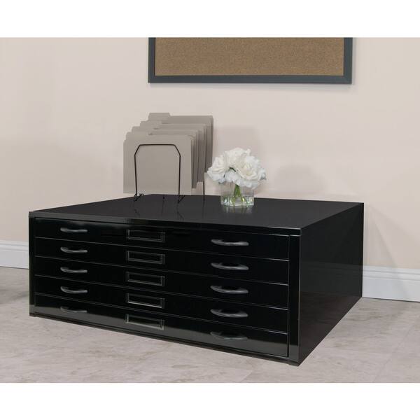 Shop Offex Home Office Black Metal 40 Inch Flat File Cabinet With Slide Out Drawer Overstock 13446478