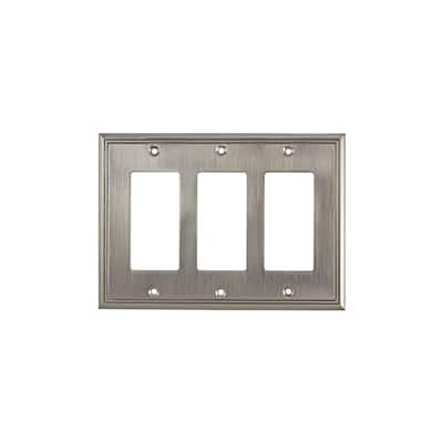Rok Brushed-nickel 3-gang Contemporary Decora Rocker GFCI Switch Plate