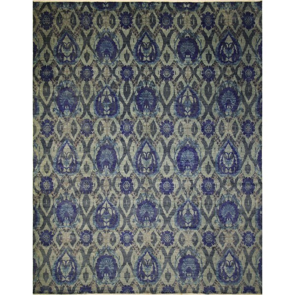 Noori Rug Fine Oushak Balbike Lt. Green/Ink Blue Rug - 11'11 x 14'10