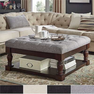Lennon Baluster Espresso Storage Ottoman Coffee Table by iNSPIRE Q Classic