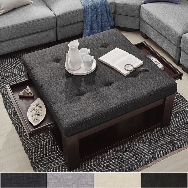 Large Square Ottoman Coffee Table / Ottoman Coffee Table Ideas - It's Time To Go Hybrid / The cushioned lid provides comfort and the solid birch wood.