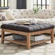 preview thumbnail 19 of 24, Lennon Pine Planked Ottoman Coffee Table by iNSPIRE Q Artisan Dark Grey Linen- Button Tufts