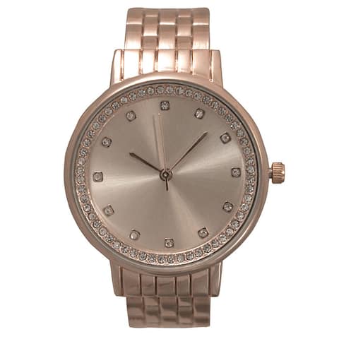 Olivia Pratt Stainless Steel and Rhinestone Bezel Women's Automatic Watch