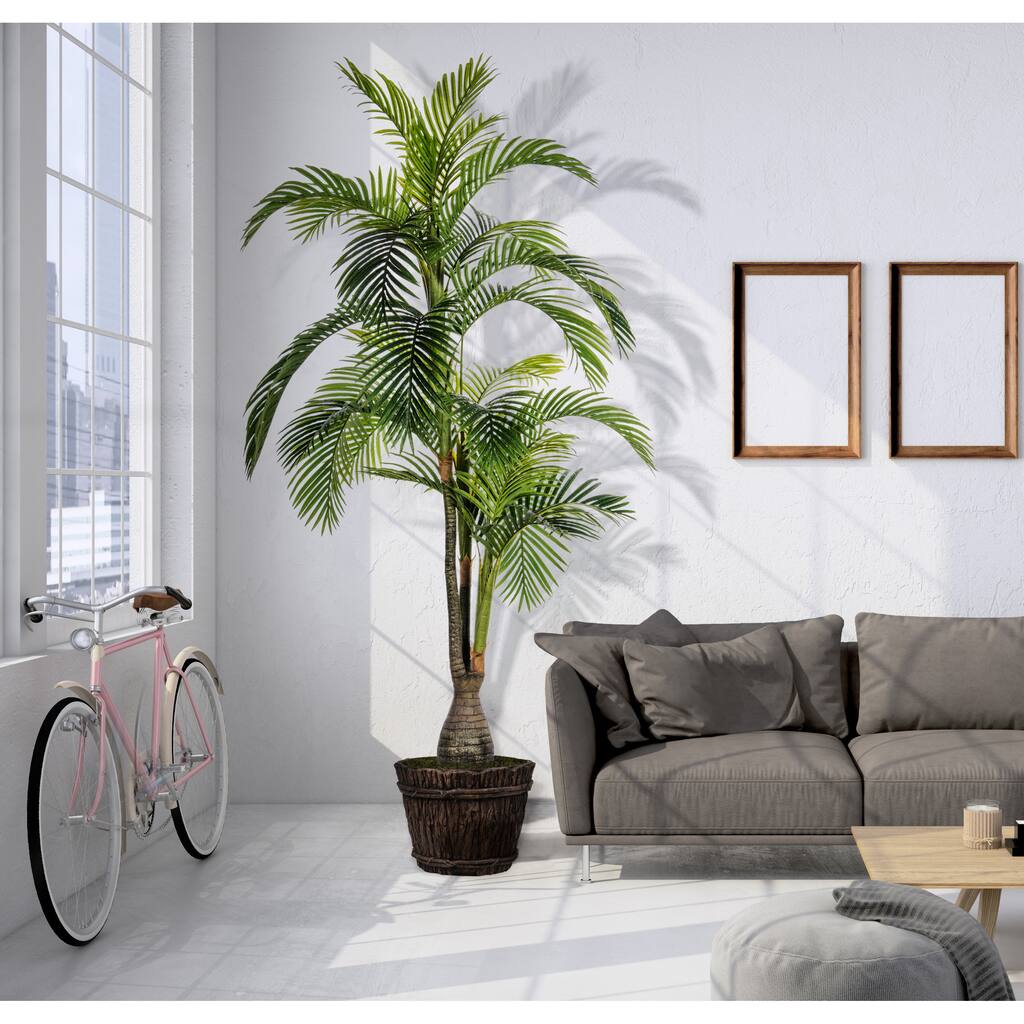 Plastic and Fiberstone Wood Planter 92-inch Palm Tree - OS