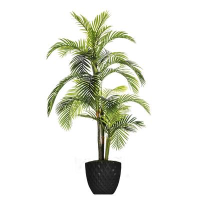 Plastic 89.6-inch Faux Palm Tree in Honeycomb Pot - 89.599999999999994315658113919198513031005859375