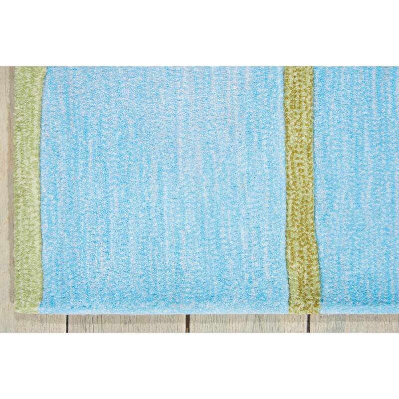 Nourison Contour Red Poppies on Sky Blue Field Area Rug