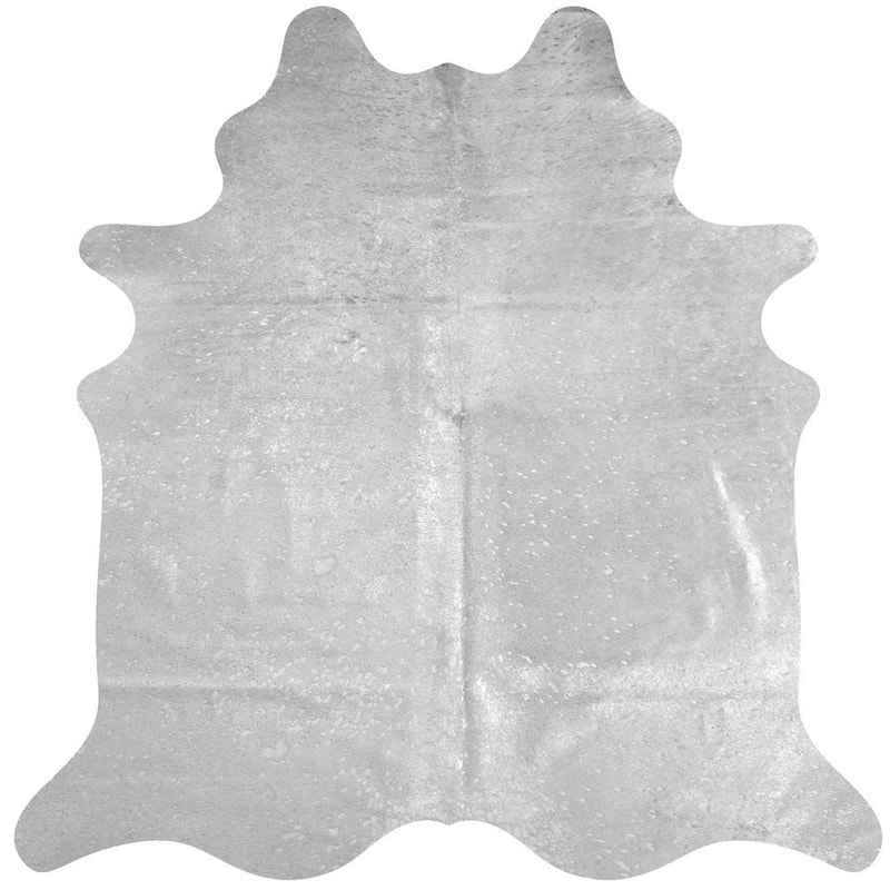 Metallic Silver Cowhide Rug - 7' x 6'