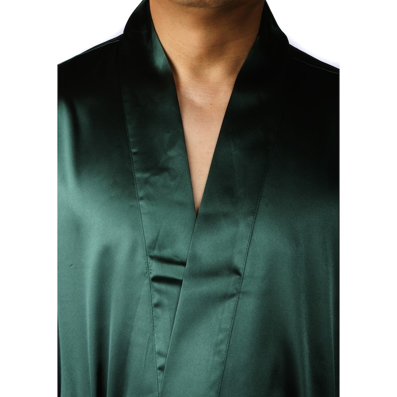 Leisureland Men's Elastic Satin Charmeuse Long 48" Kimono Robe