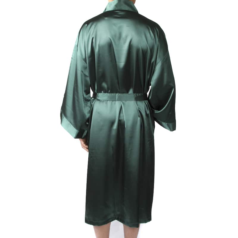 Leisureland Men's Elastic Satin Charmeuse Long 48" Kimono Robe