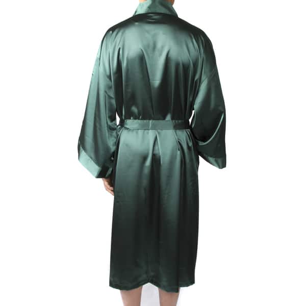 Leisureland Men's Elastic Satin Charmeuse Long 48" Kimono Robe - Aurora Blue
