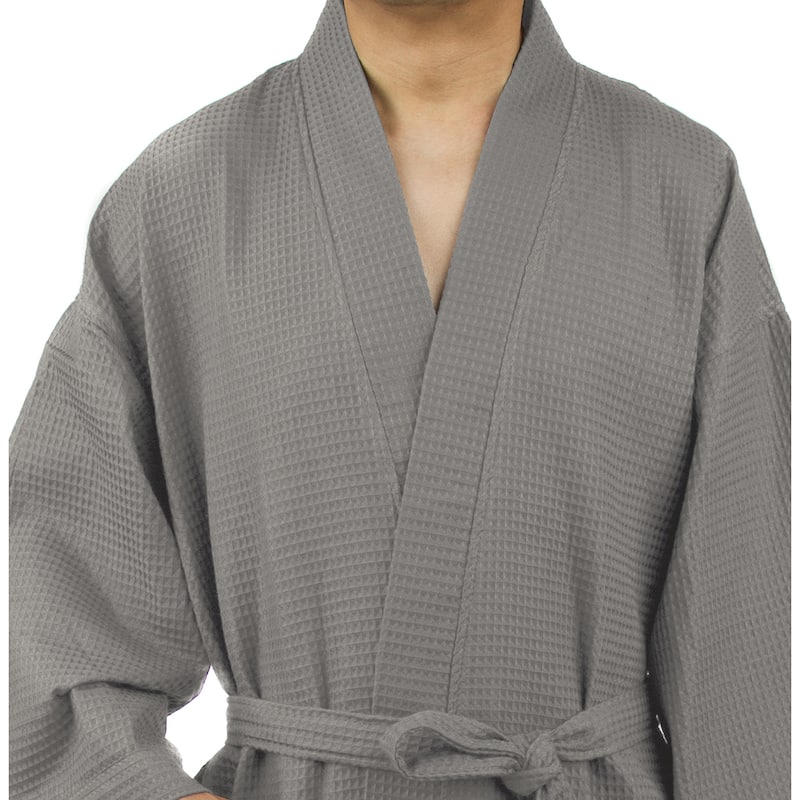 Leisureland Men's Waffle Weave 48-inch Kimono Robe