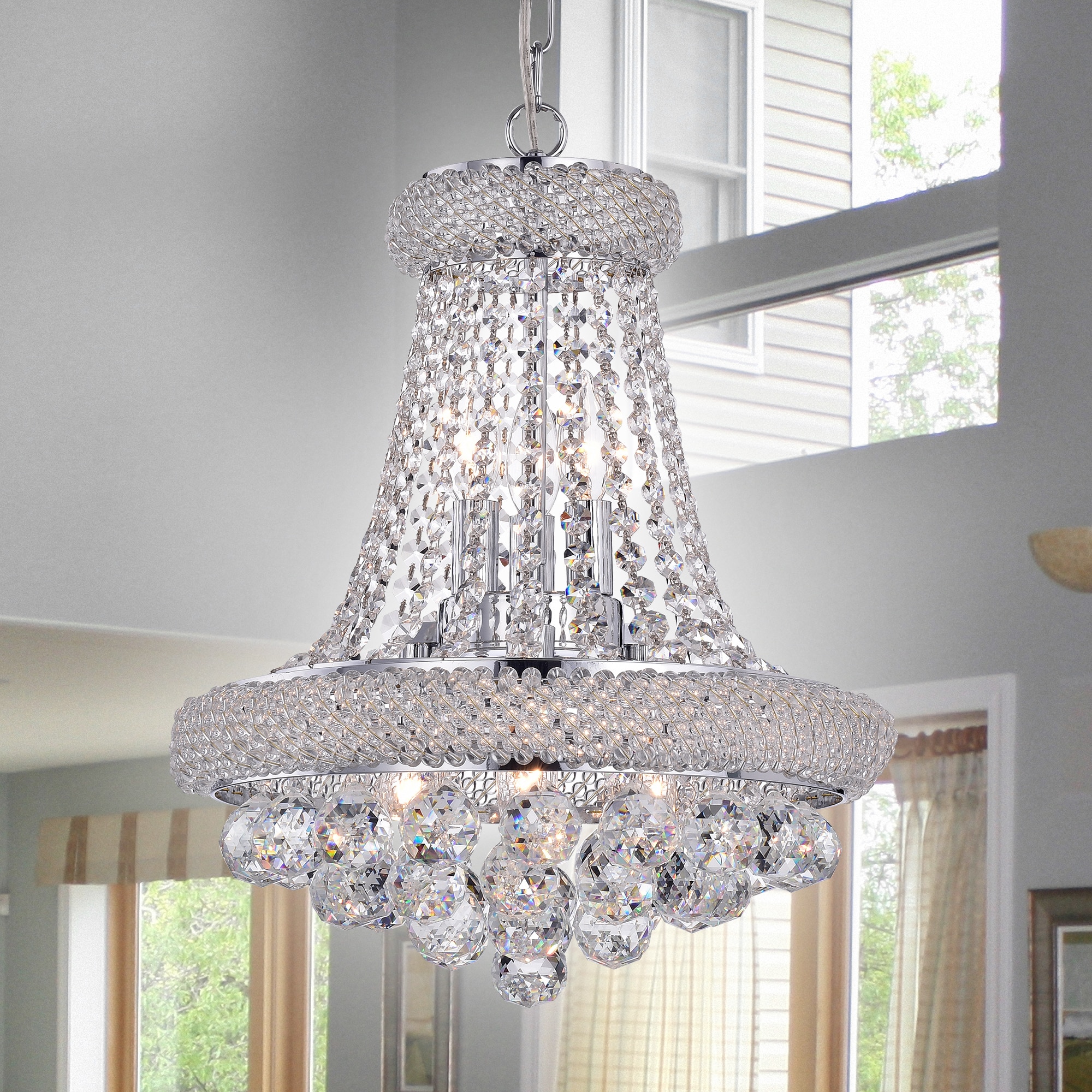 Isidra Chrome and Crystal 15-inch Chandelier (15-inch Crystal Pendant) - Chandeliers For Bedrooms by Overstock.com