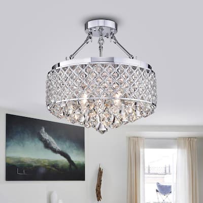 Viola Chrome-finish Crystal 15-inch Semi-flush Lamp - Chrome