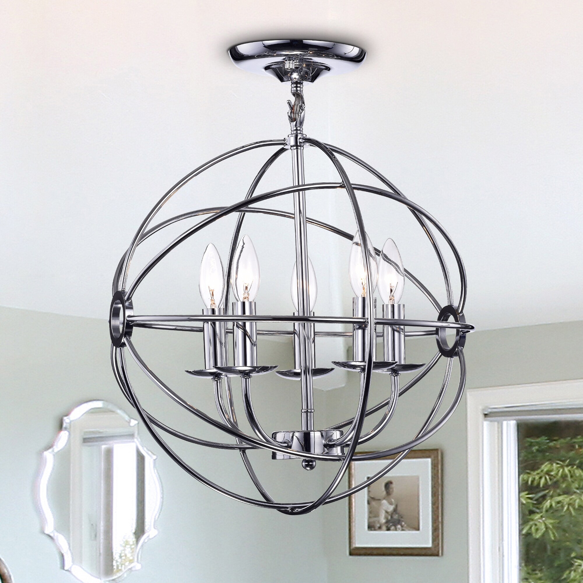 Shindanlang Chrome-finish Metal 16-inch Chandelier (Shindanlang 16-inch Metal Chandelier) - Chandeliers For Bedrooms by Overstock.com