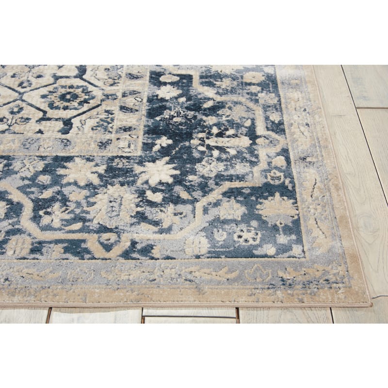 Malta Classic Bordered Geometric Medallion Area Rug