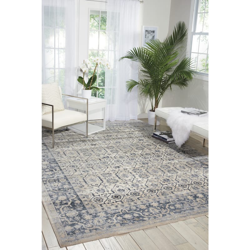 Malta Classic Bordered Geometric Medallion Area Rug