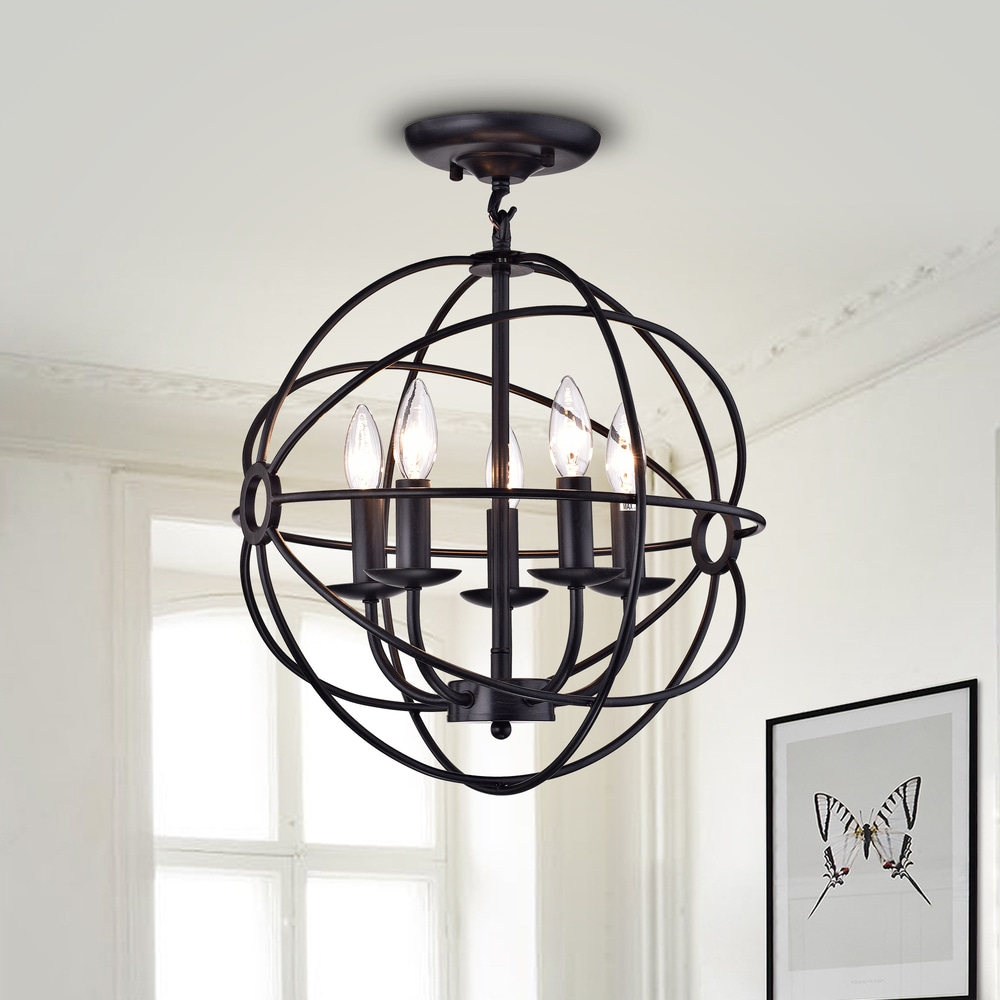 Warehouse of Tiffany Shindanlang Black-finish Metal 16-inch Chandelier