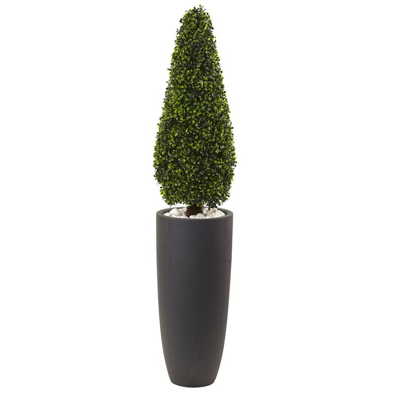 Nearly Natural Grey 50-inch Boxwood Topiary Indoor/Outdoor Silk Plant