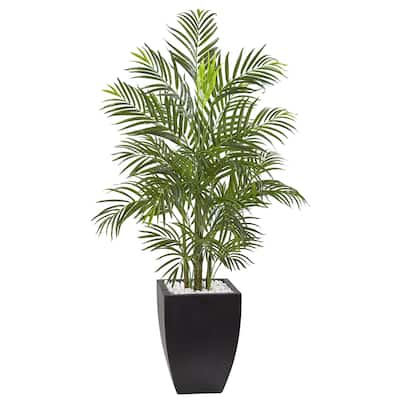 Nearly Natural 4.5-foot UV-resistant Indoor/Outdoor Areca Palm Tree with Black Wash Planter