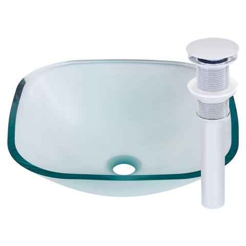 Novatto Piazza Chrome Tempered Glass/Brass Vessel Bathroom Sink Set
