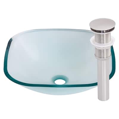 Novatto Piazza Brushed Nickel Glass Vessel Bathroom Sink Set