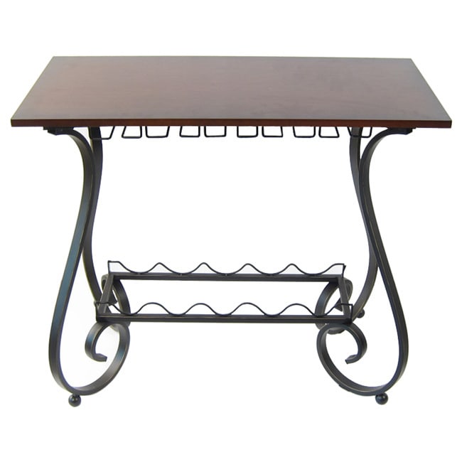 Wood And Metal Curved Leg Wine Storage Console Table Wood And Metal Curved Leg Wine Storage Console Table