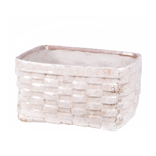 Privilege White Ceramic Wide Weave Basket