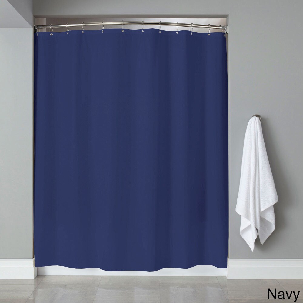 Vinyl Shower Curtain Liner With 12 Piece Chrome Roller Hook Set 70 L X 72 W 70 L X 72 W On Sale Overstock 13450731