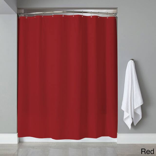 Vinyl Shower Curtain Liner With 12-piece Chrome Roller Hook Set - 70"l x 72"w - 70"l x 72"w - Red