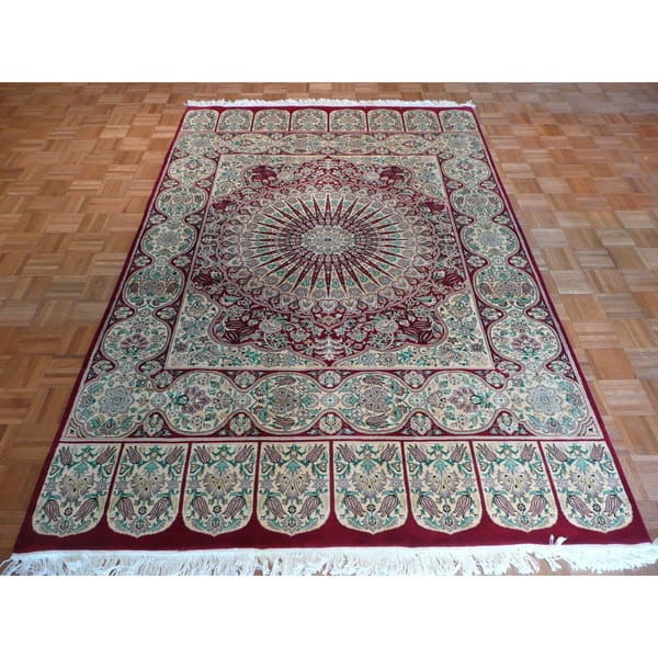 Tabriz Red Blue Green Wool Oriental Hand Knotted Area Rug 5 11 X 9 2 On Sale Overstock 13450825