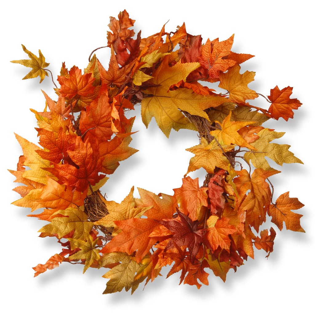 The Natural Company Harvest Accessories Orange Fabric 24-inch Wreath with Maples