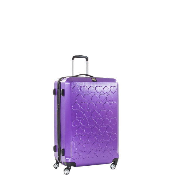 purple rolling suitcase