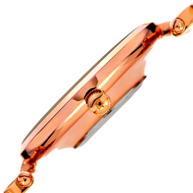Akribos XXIV Womens Swiss Quartz Diamond Swarovski Crystal Rose-Tone Bracelet Watch