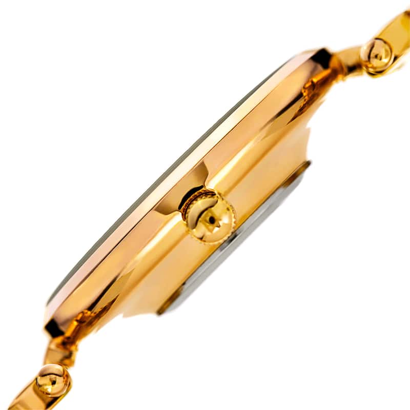 Akribos XXIV Womens Swiss Quartz Diamond Swarovski Crystal Gold-Tone Bracelet Watch