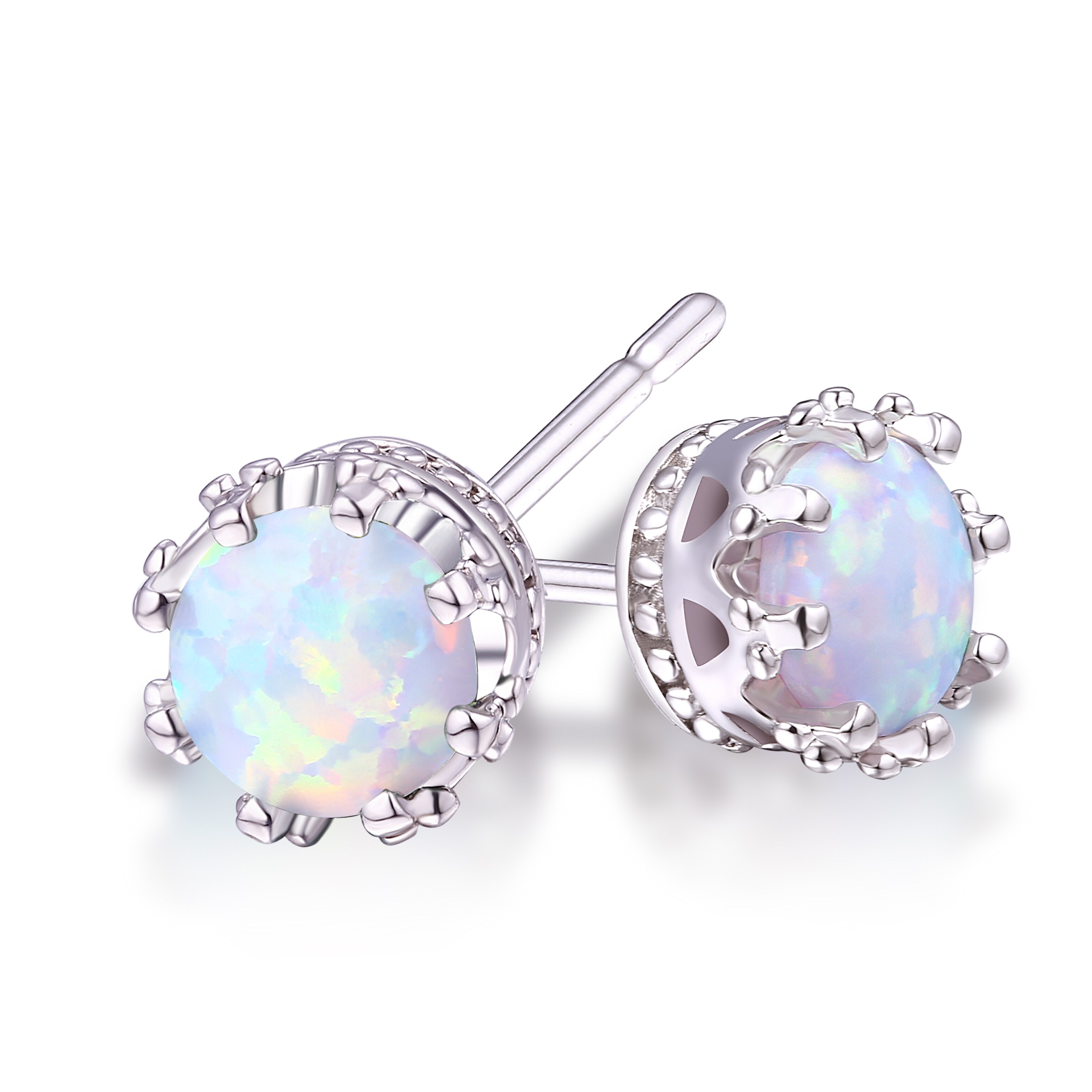 Goldplated 7mm Opal Crown Stud Earrings Goldplated 7mm Opal Crown Stud Earrings