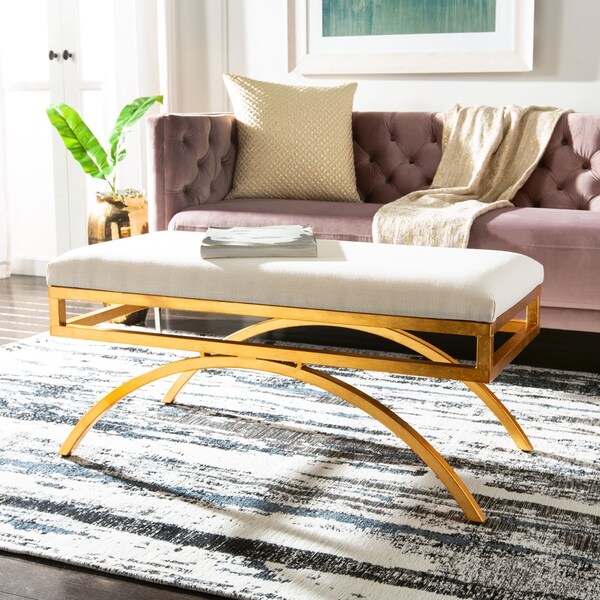 Safavieh Modern Glam Moon Arc Light Beige/Gold Bench - 38" x 18" x 18.3"