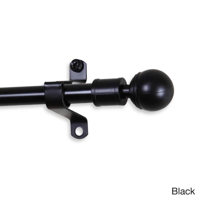 InStyleDesign Jewel 7/16-inch Adjustable Curtain Rod - 18-28 inch - Black Finish - Black