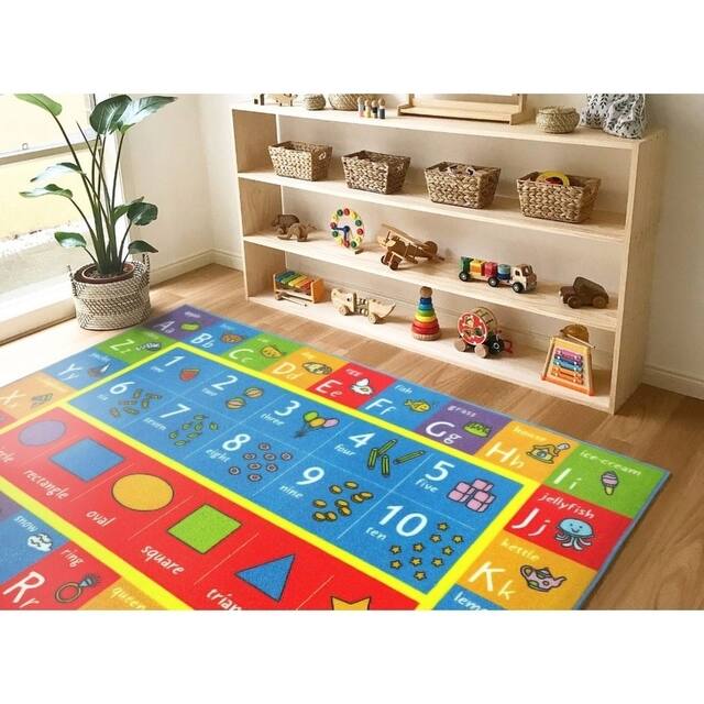 KC Cubs Playtime Collection ABC Alphabet, Numbers, and Shapes Multicolor Polypropylene Educational Area Rug