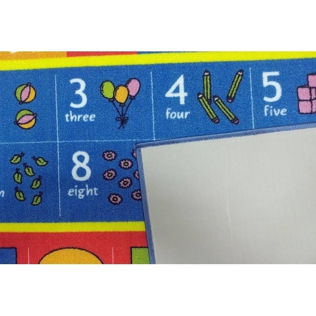 KC Cubs Playtime Collection ABC Alphabet, Numbers, and Shapes Multicolor Polypropylene Educational Area Rug