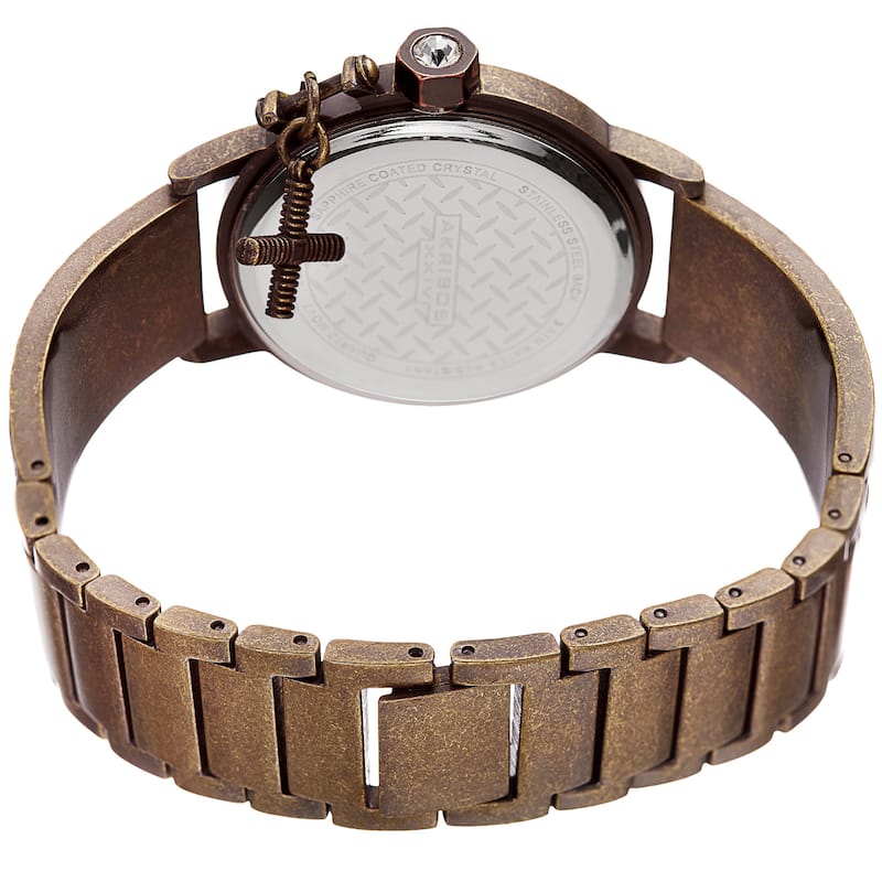Akribos XXIV Women's Swiss Quartz Charm Antique Copper Bracelet Watch