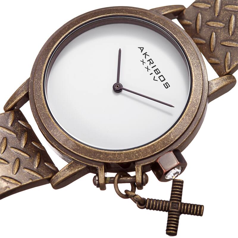 Akribos XXIV Women's Swiss Quartz Charm Antique Copper Bracelet Watch