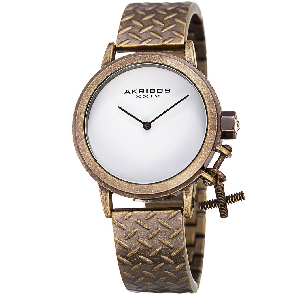 Akribos XXIV Women's Swiss Quartz Charm Antique Copper Bracelet Watch