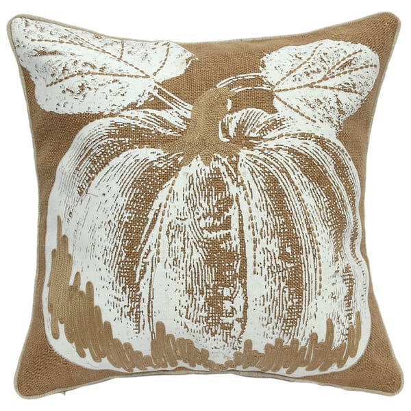 Jute and Linen Pumpkin-printed Throw Pillow by HULALA HOME Bed