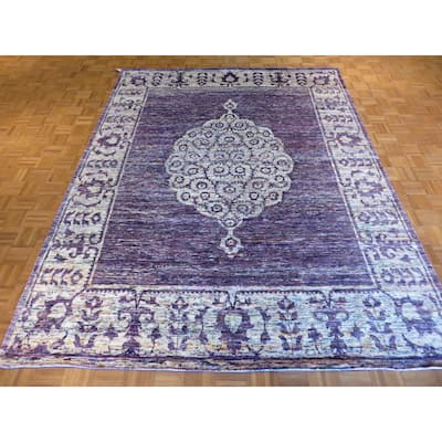 Oriental Purple Bamboo Silk Hand-knotted Rug - 8'1 x 10'8