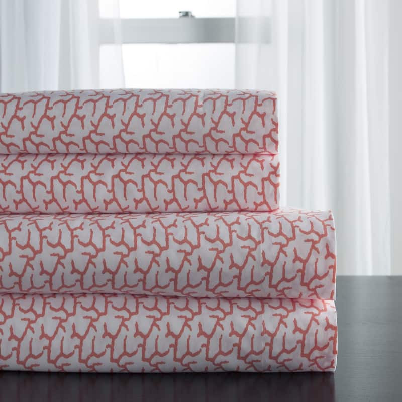 Coastal Print Sheet Set - Burnt Coral - Full