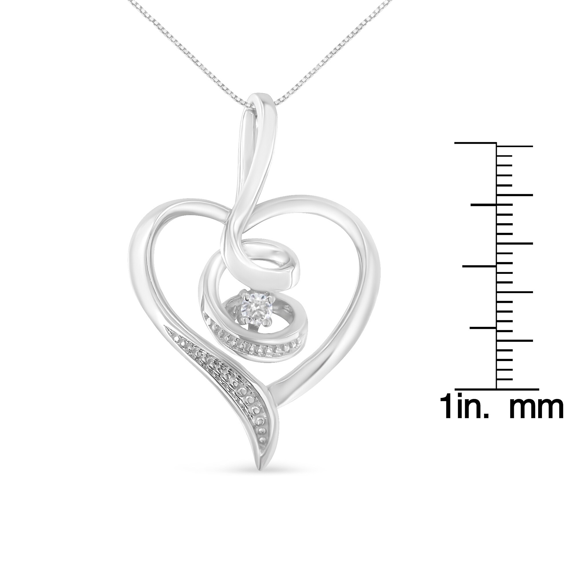 10k White Gold Diamond Heart Pendant Necklace H-I I2-I3
