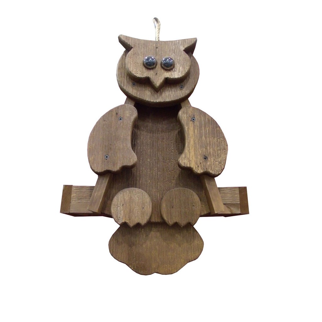 Shop Hanging Rustic Barnwood Owl Bird Feeder Free Shipping Today